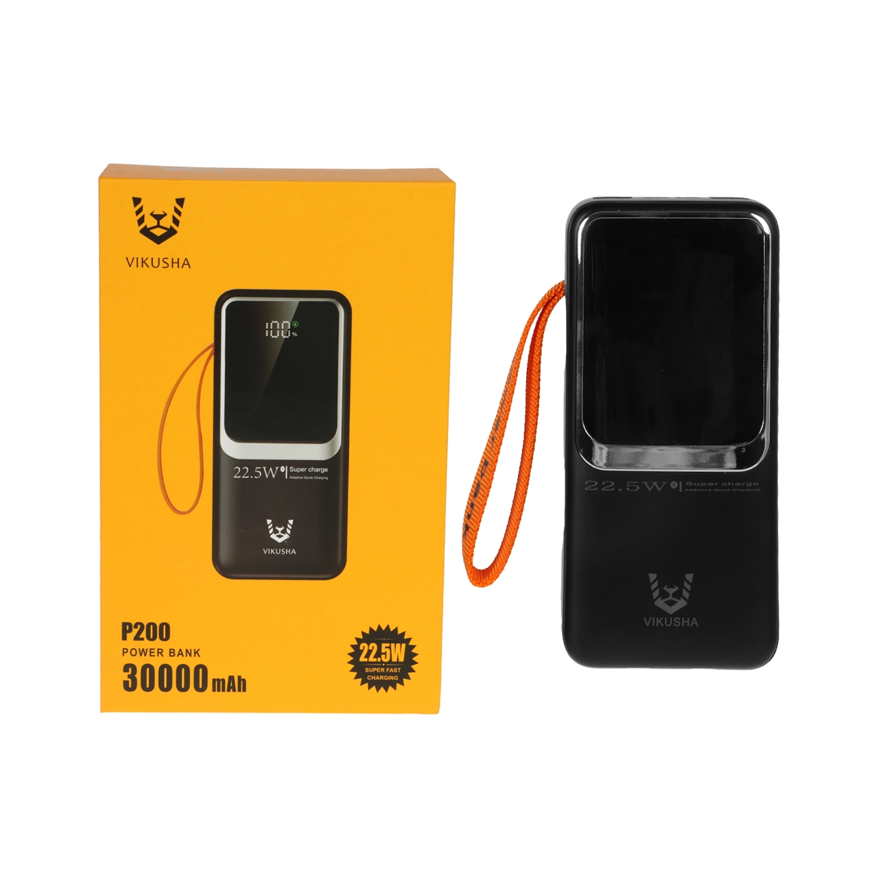 پاوربانک فست شارژ Vikusha 30000mAh مدل P200 22.5W - مشکی - SMO (گارانتی شش ماهه شرکتی)